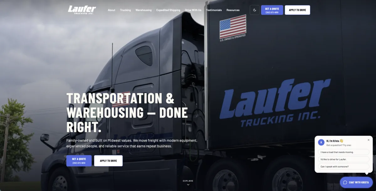 Laufer Trucking website