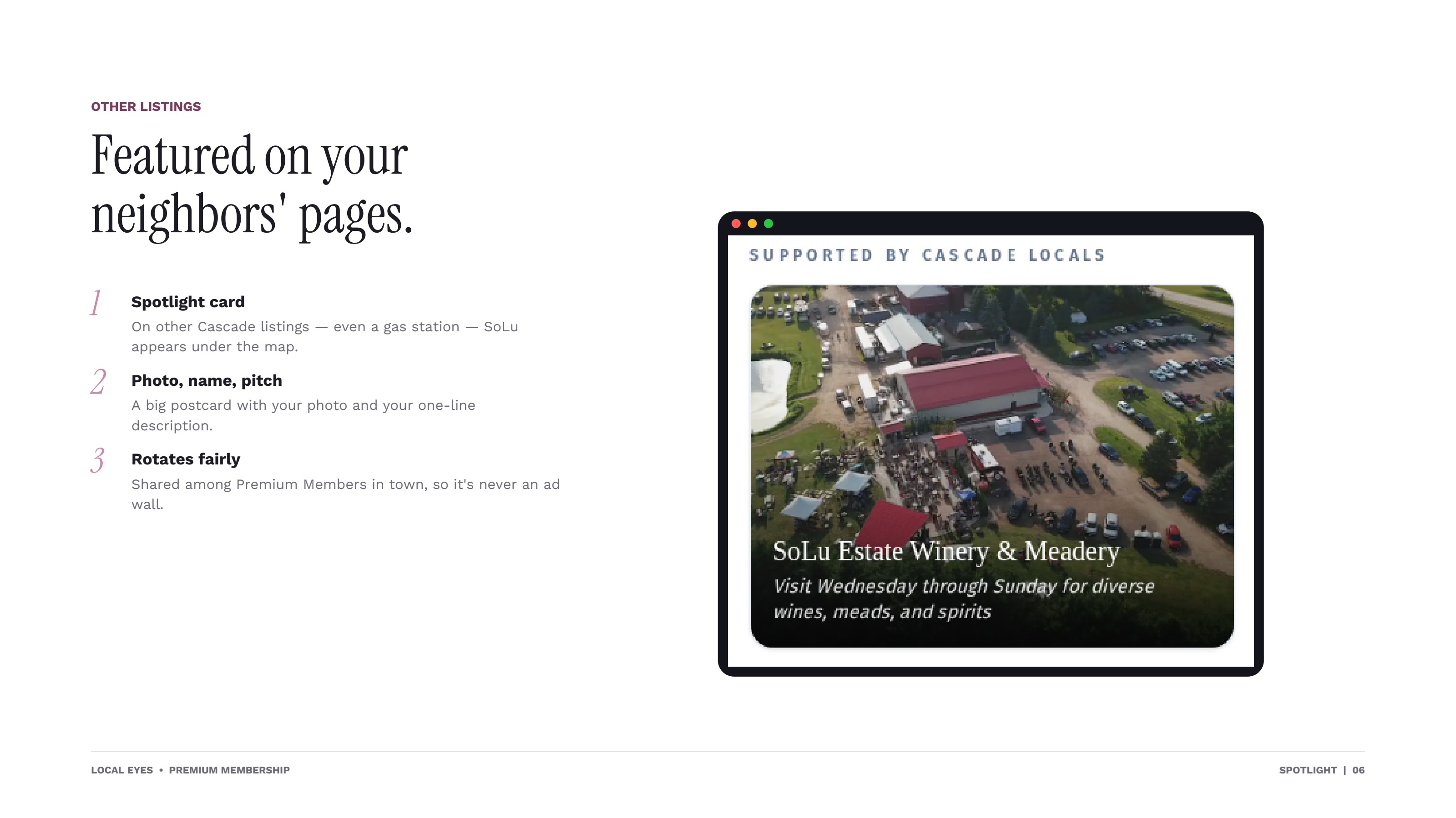 Spotlight card on neighboring listings