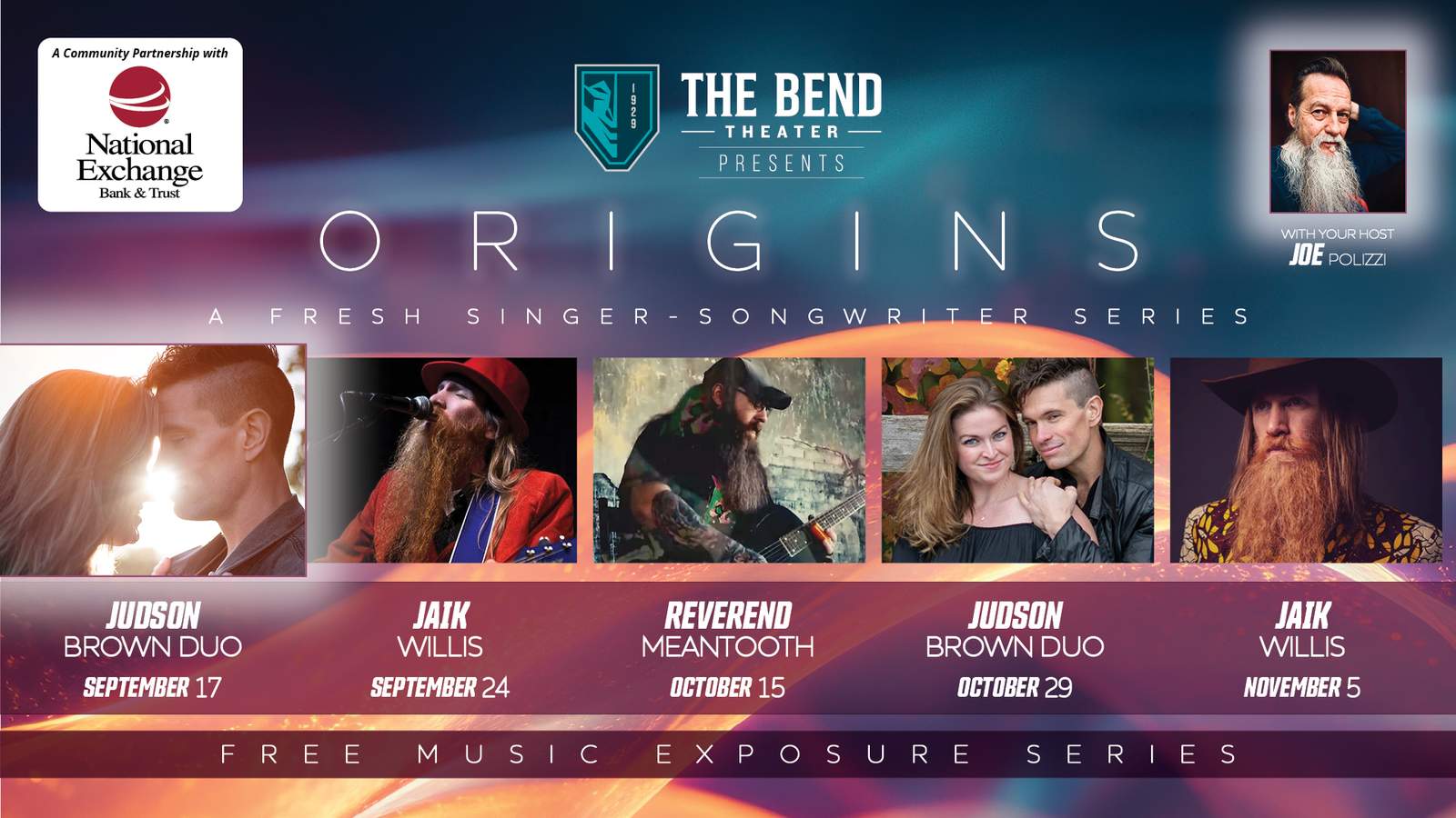 ORIGINS – A Fresh Singer-Songwriter Series – September 17 – Judson Brown (duo)